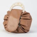 Pleated Cosmetic Bag with Roman Numeral Mirror - Khaki – bags & wallets (view 1)