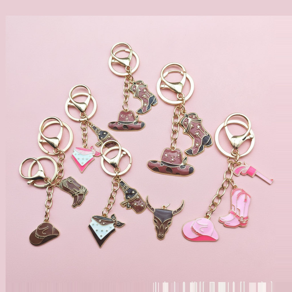 Western Charm Keychain Set - Bandana, Brown