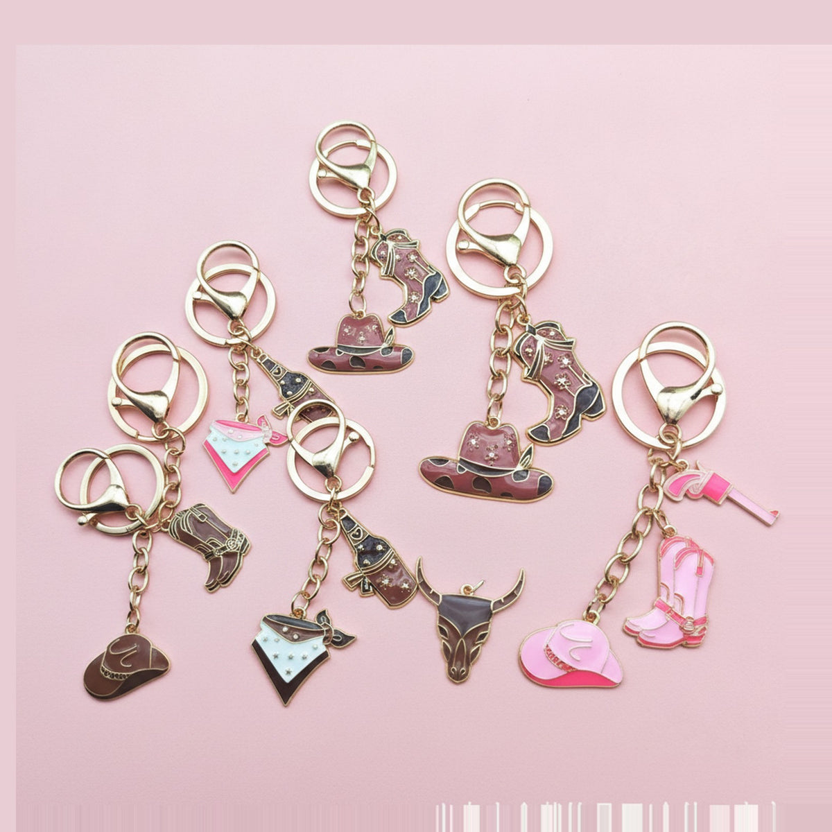 Western Charm Keychain Set - Bandana, Brown