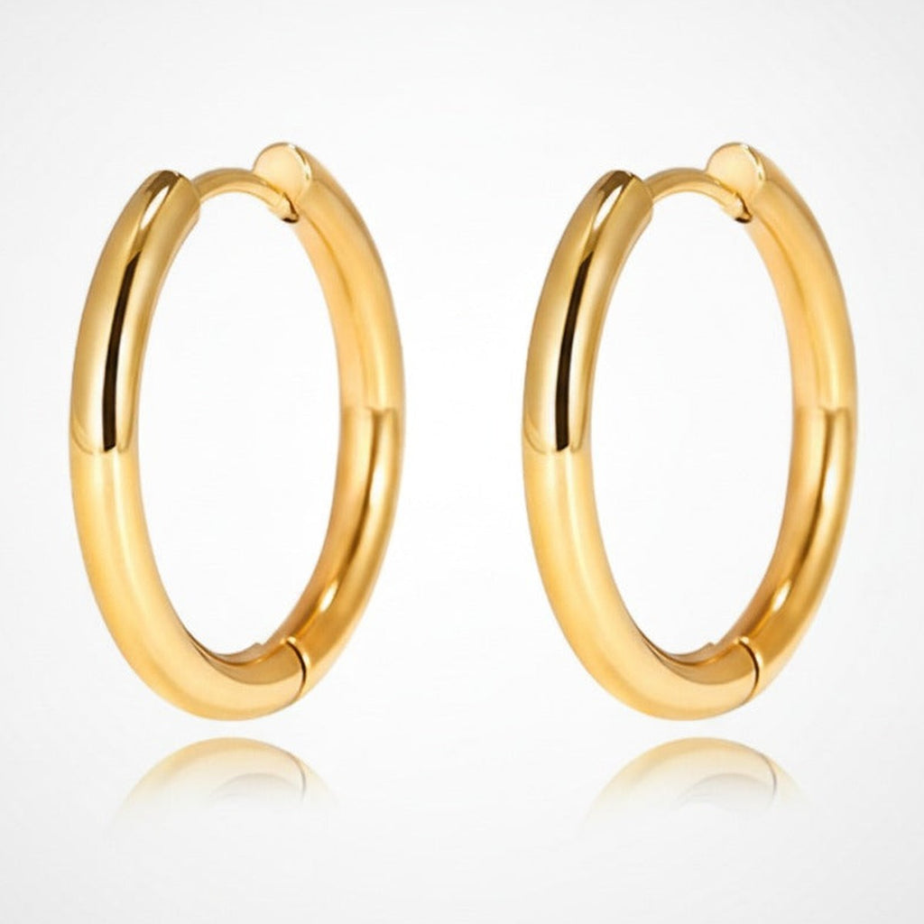 Minimal Chunky Hoop Earrings - Gold