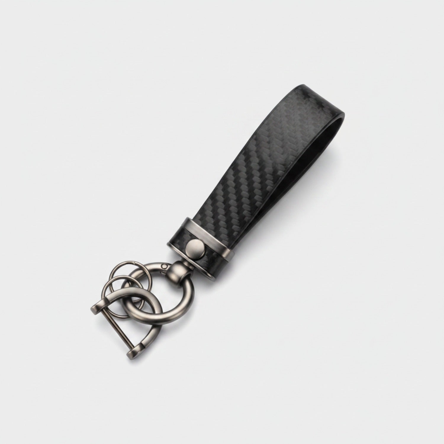 Textured Tube Keychain with Metal Hardware Black