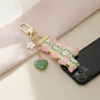 Daisy Charm Keychain - Green Heart