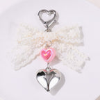Lace Wing Heart Bag Charm - Beige