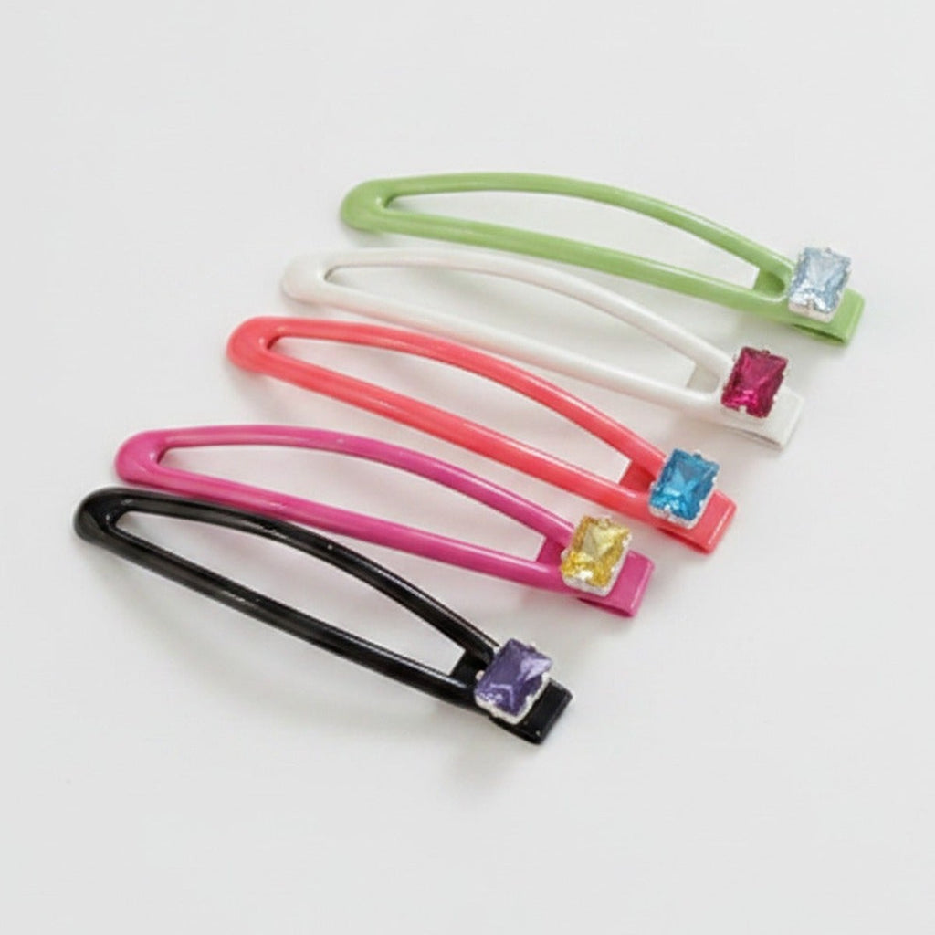 Gemstone Hair Clip Set - Green & Jewel Tones – hair accessories (view 1)