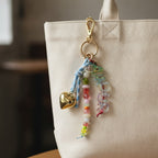 Beaded Letter Charm Keychain - Rainbow Beads
