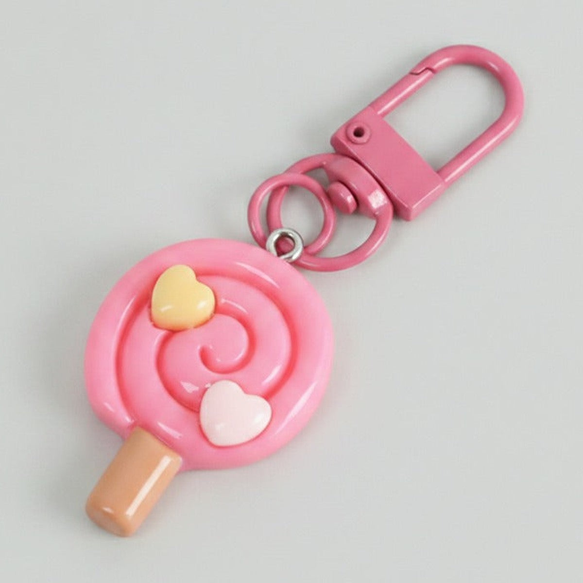 Lollipop Charm Keychain - Rose Red