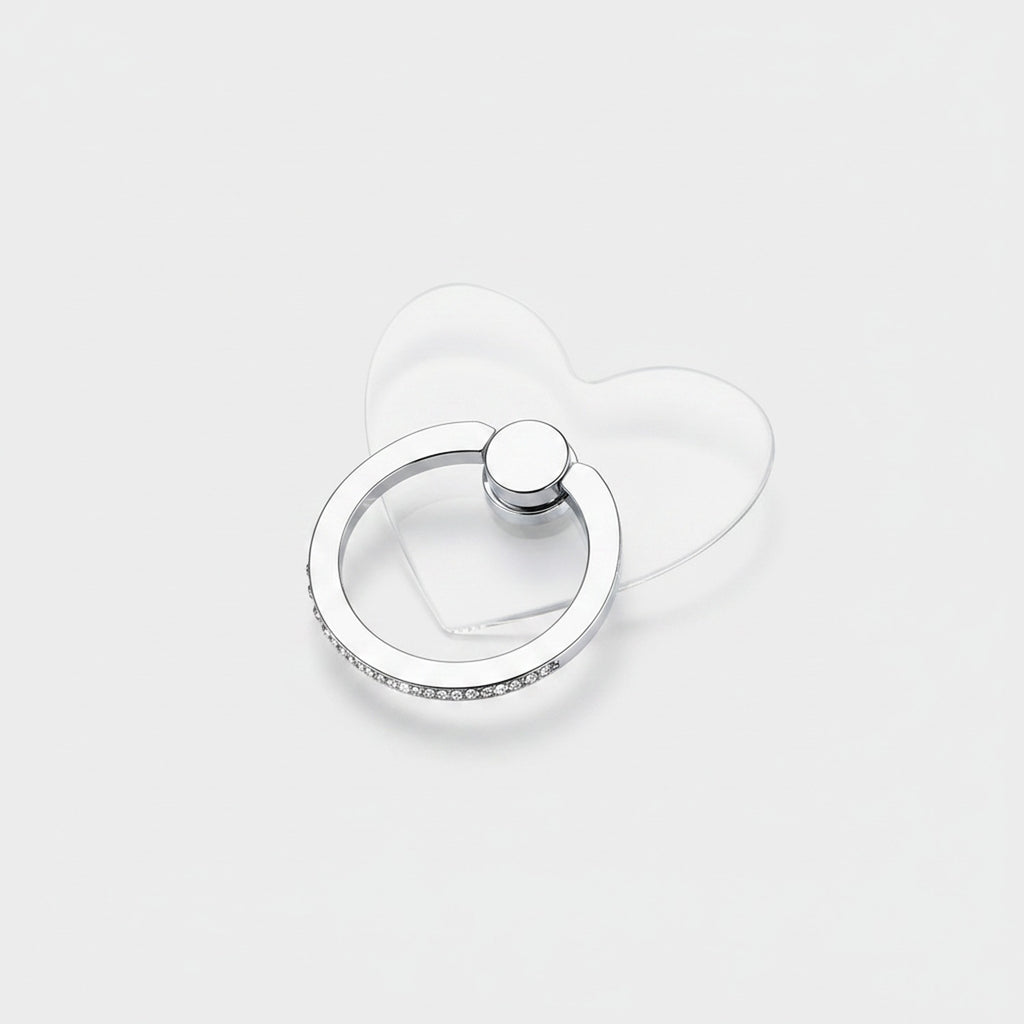 Sparkle Heart Phone Ring Charm Silver Heart