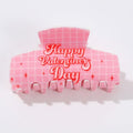 Pink Grid Claw Hair Clip Valentine's Day – hair accessories (view 1)