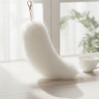 Fluffy Faux Fur Tail Keychain - White