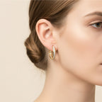 Crystal Pave Gold Hoop Earrings Gold