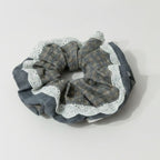 Lace Plaid Hair Scrunchie With Eyelet Trim – hair accessories (view 1)