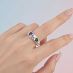 Dual Gem Statement Ring - Purple & Green