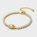 Cubic Zirconia Tennis Bracelet - Silver Oval