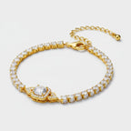 Cubic Zirconia Tennis Bracelet - Silver Oval
