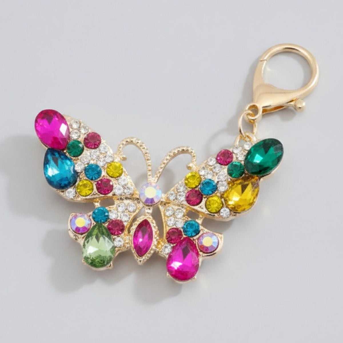 Sparkly Butterfly Charm Keychain - Multicolor