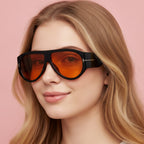 Oversized Aviator Tinted Sunglasses - Black & Orange