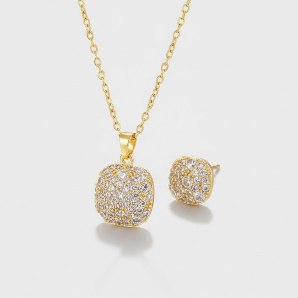 Sparkle Pendant & Stud Set - Gold