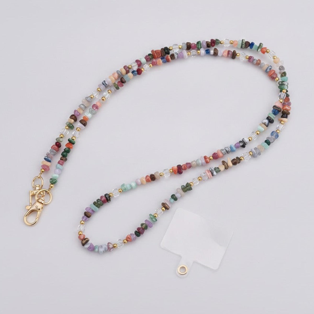 Beaded Phone Charm Keychain - Multicolor Stone