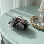 Sheer Petal Hair Claw - Black Floral