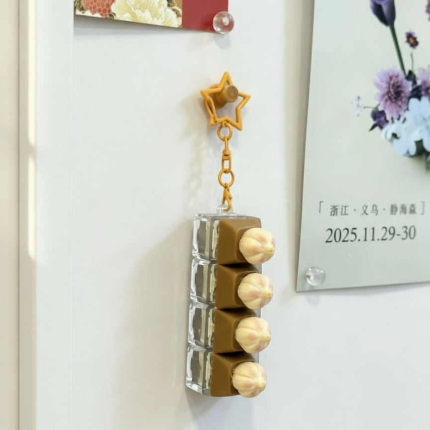 Stacking Charm Keychain - Garlic & Cutting Board