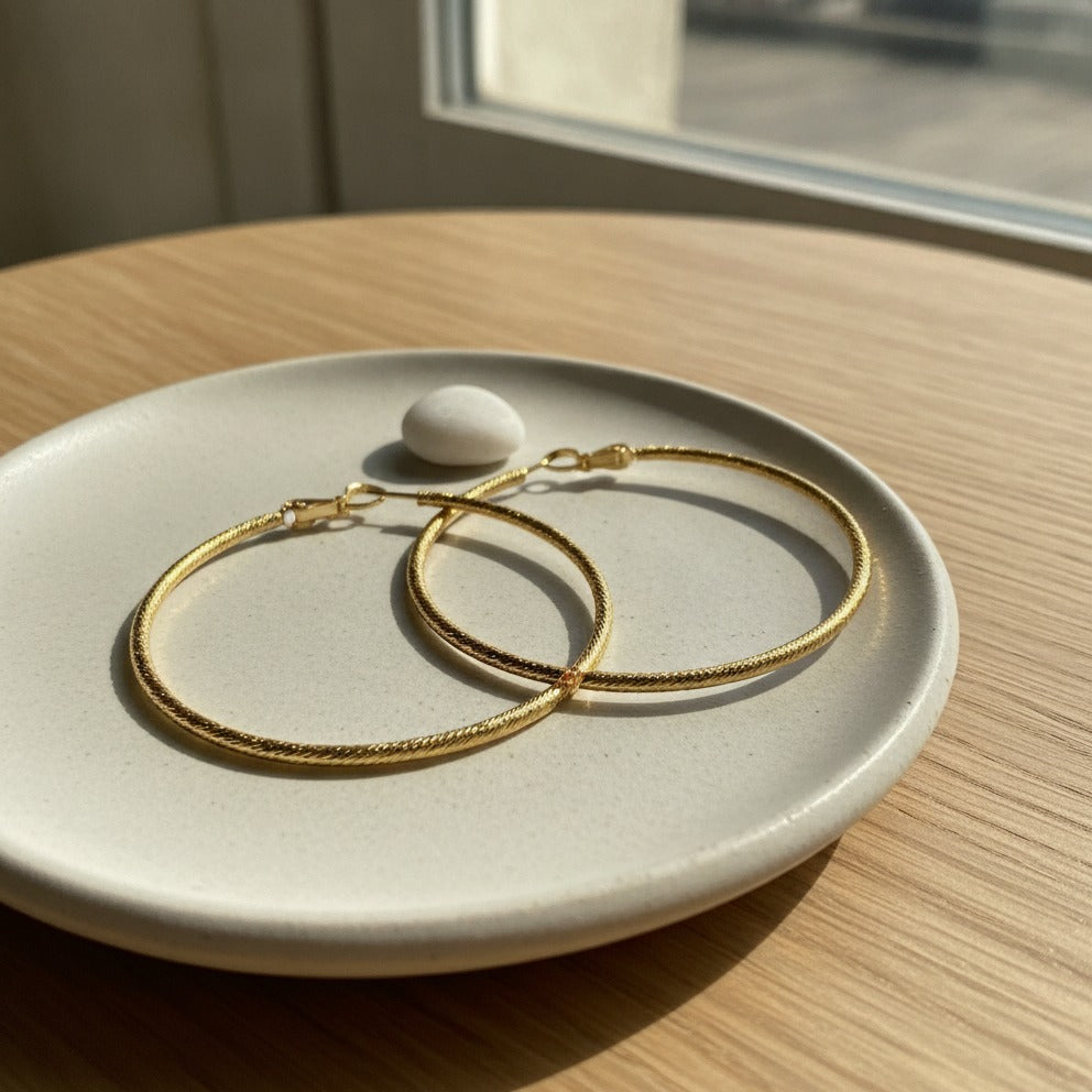 Textured Gold Hoop Earrings