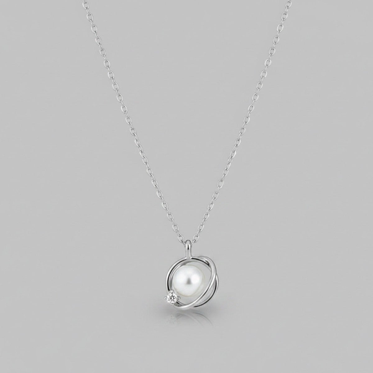 Pearl and Crystal Spiral Pendant Necklace – jewelry (view 1)