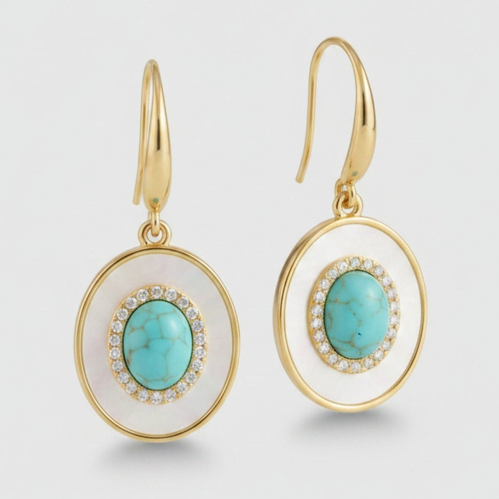 Pearl Drop Earrings - Turquoise Leverback – jewelry (view 1)