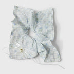 Gingham Pearl Charm Hair Bow Scrunchie – hair accessories (view 1)