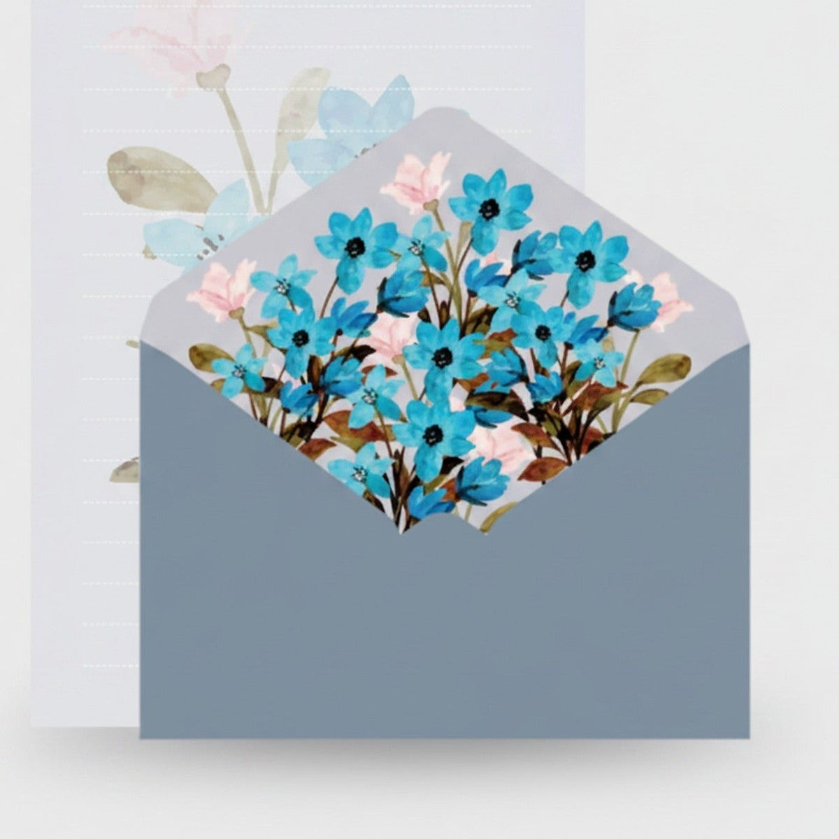 Blue Floral Stationery Set with Envelopes (view 1)