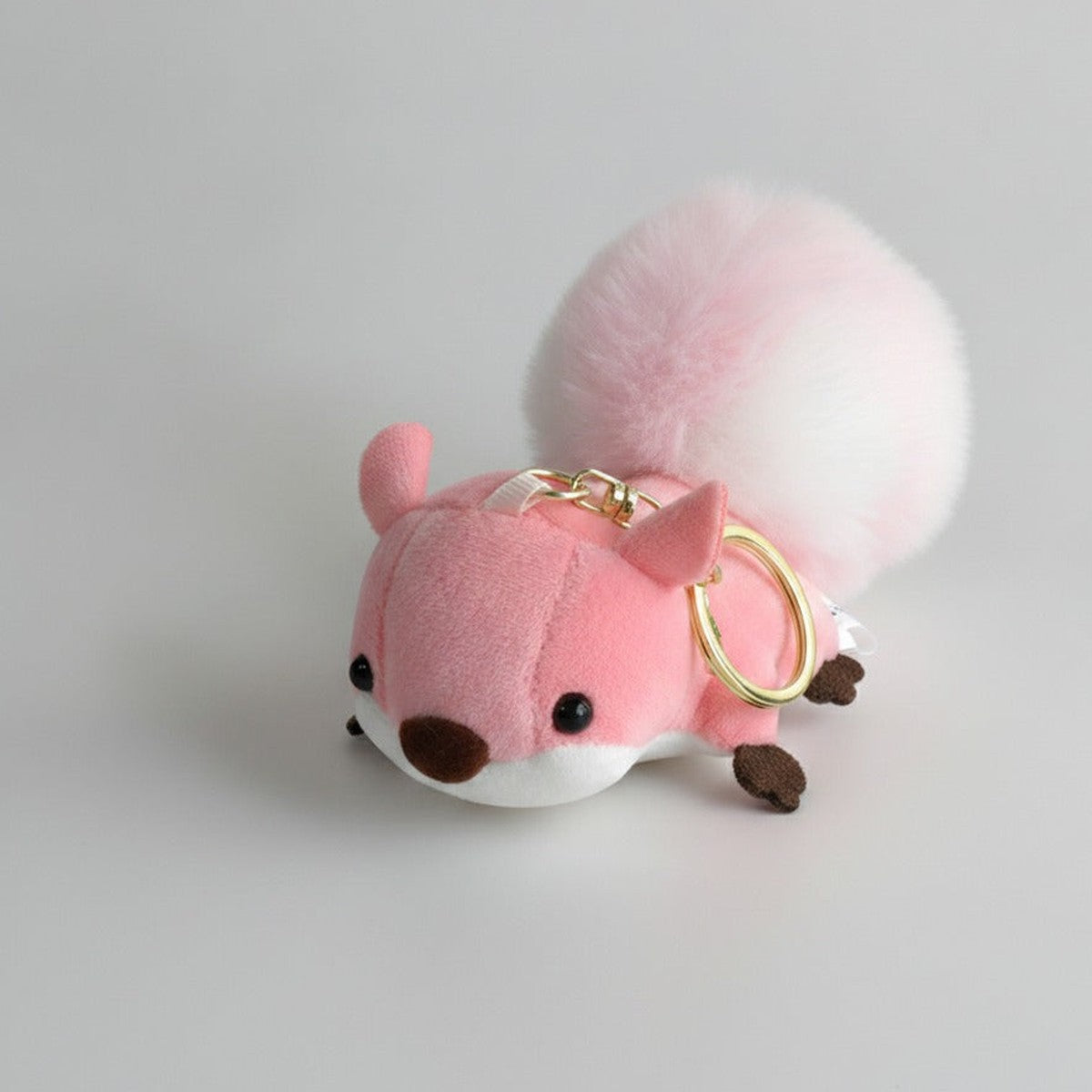 Fuzzy Squirrel Keychain - Pink