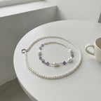 Pearl Beaded Charm Keychain - Purple Charm