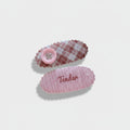 Gingham Button Clip Duo Coffee Gingham