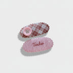 Gingham Button Clip Duo Coffee Gingham