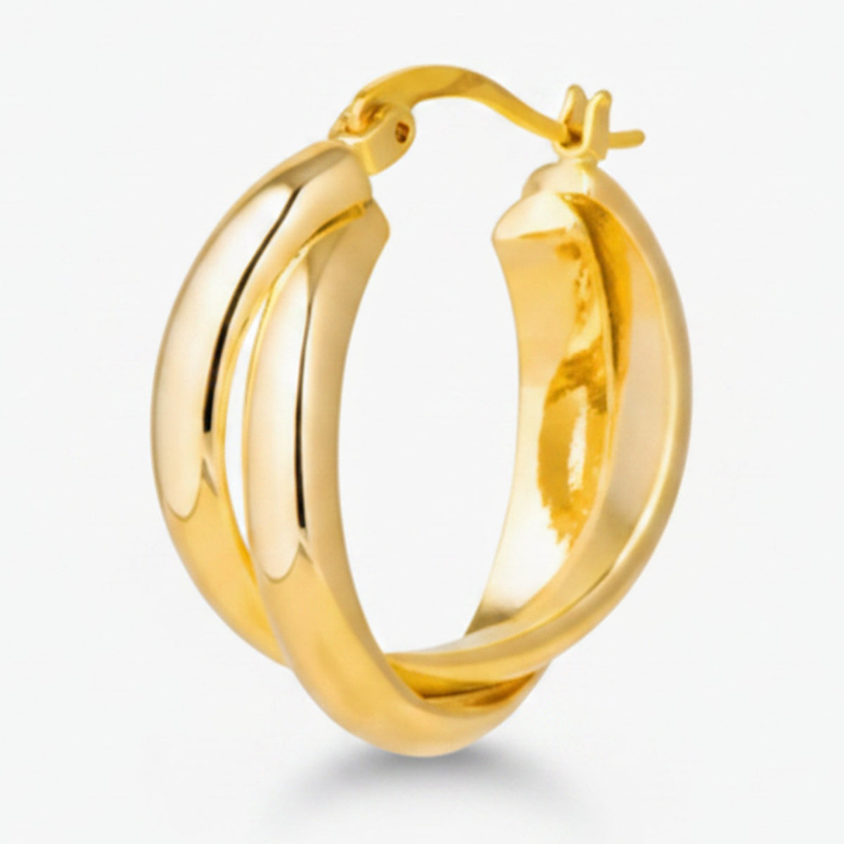 Chunky Double Hoop Earrings - Gold