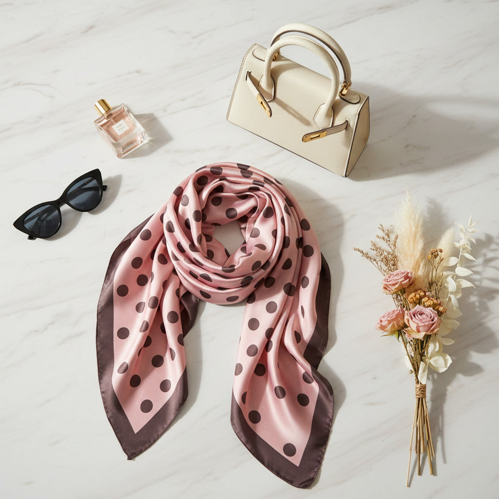 Polka Dot Bow Hair Clip Scarf Pink Polka Dot