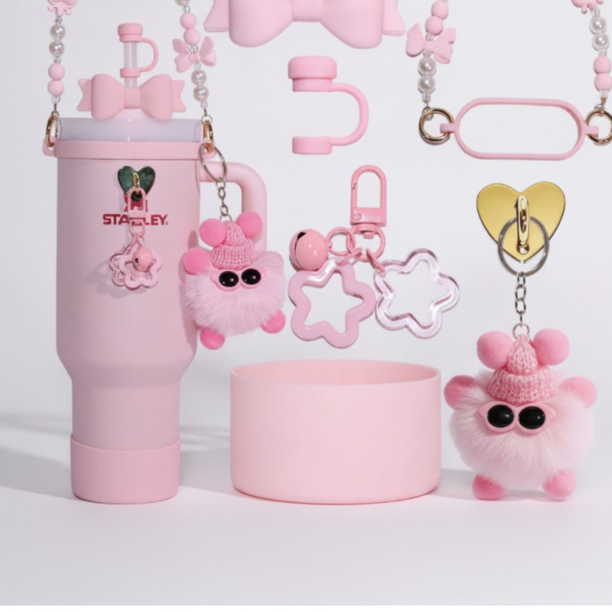 Fluffy Monster Charm Set - Pink – novelty & toys (view 1)
