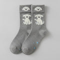 Gray Puppy Print Crew Socks – apparel accessories (view 1)