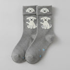 Gray Puppy Print Crew Socks – apparel accessories (view 1)