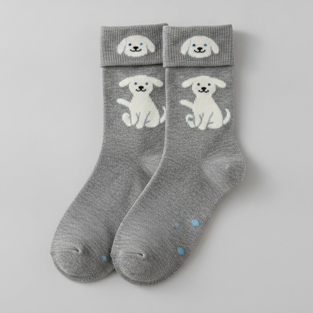 Gray Puppy Print Crew Socks – apparel accessories (view 1)
