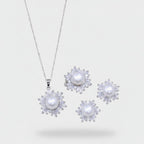 Pearl Flower Rhinestone Jewelry Set (view 1)