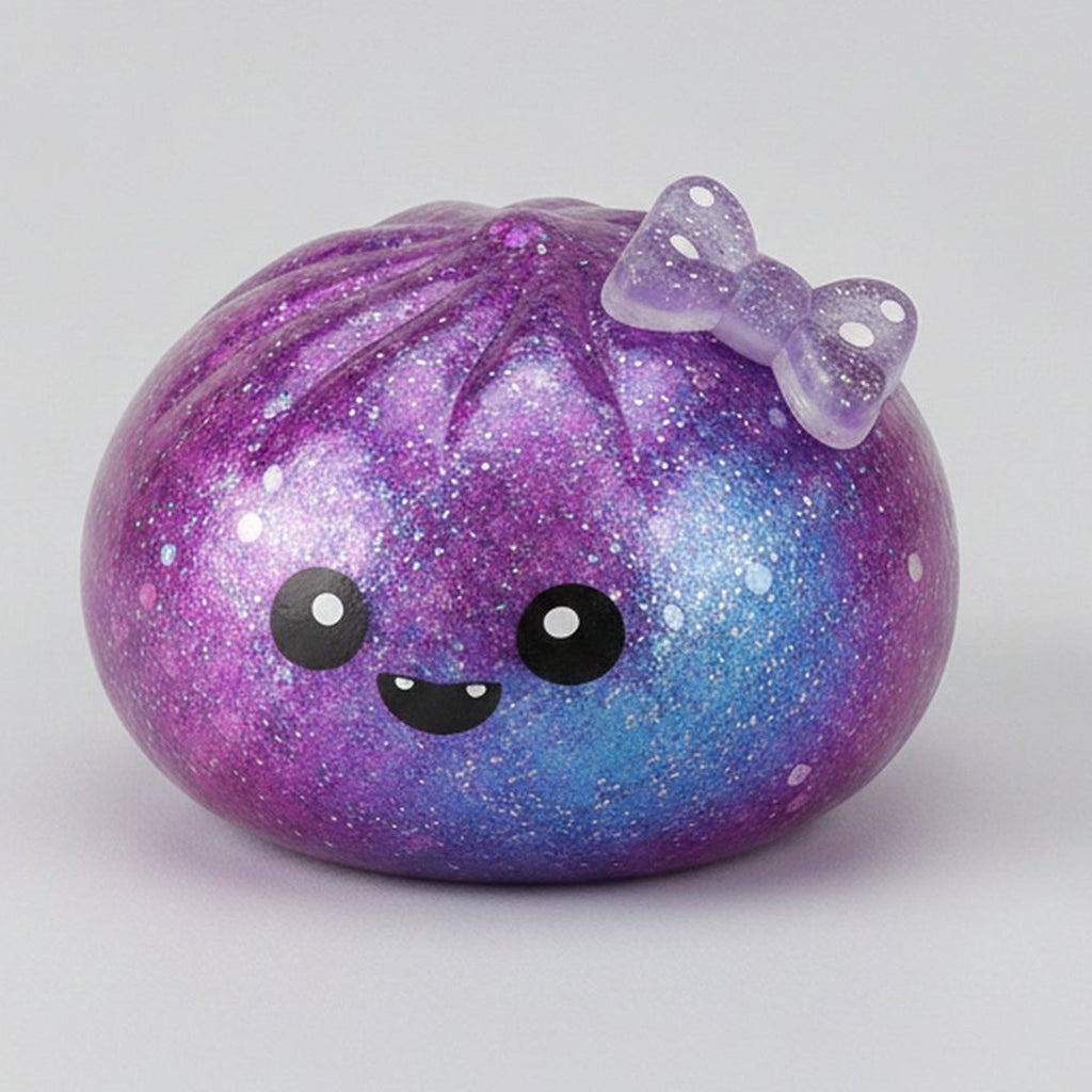 Spooky Dimple Squishy with Bamboo Steamer - Purple Ghost
