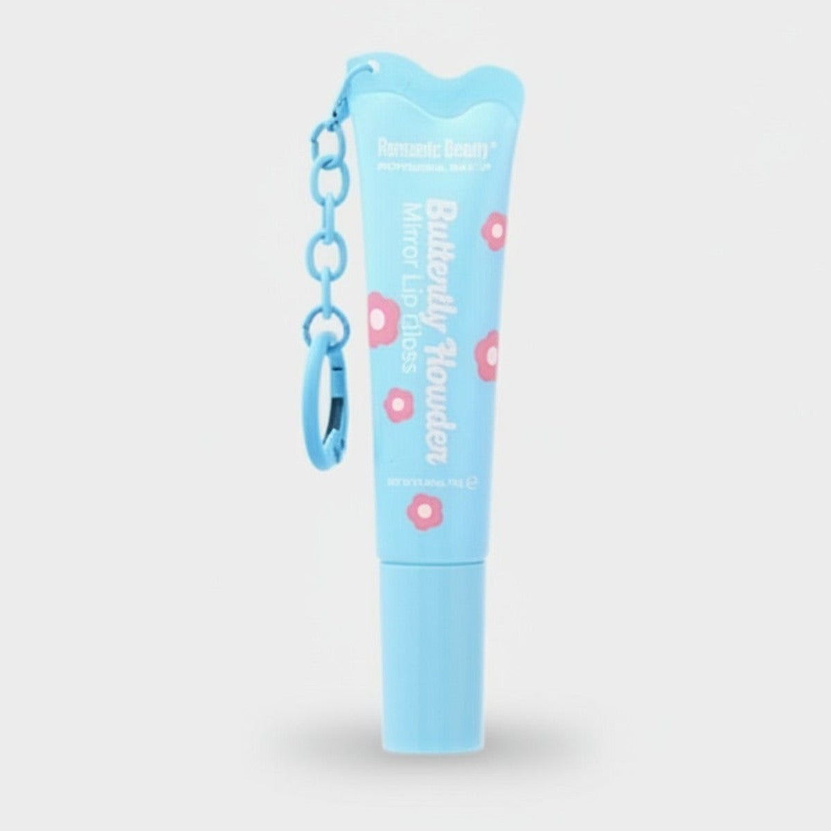 Blue Butterfly Lip Gloss With Chain Keychain – Korean beauty tool (view 1)