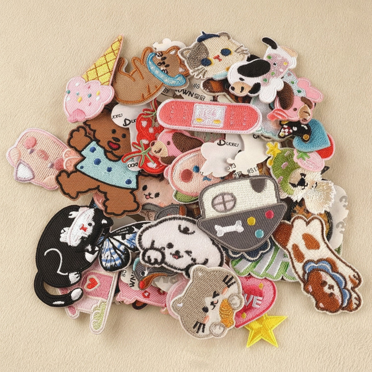 Textured Pouch Bag Charm Set - Random Patches Bundle