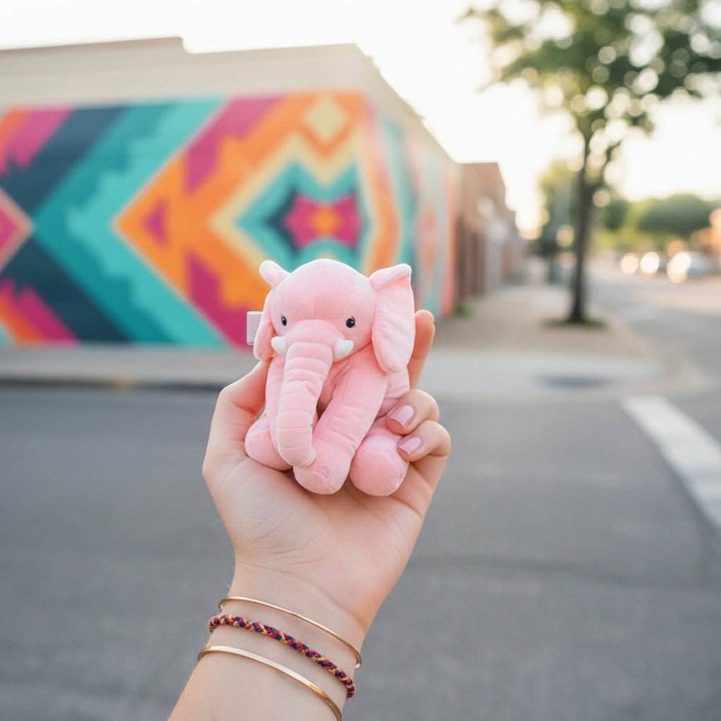 Adorable Pink Sitting Elephant Plush Pink