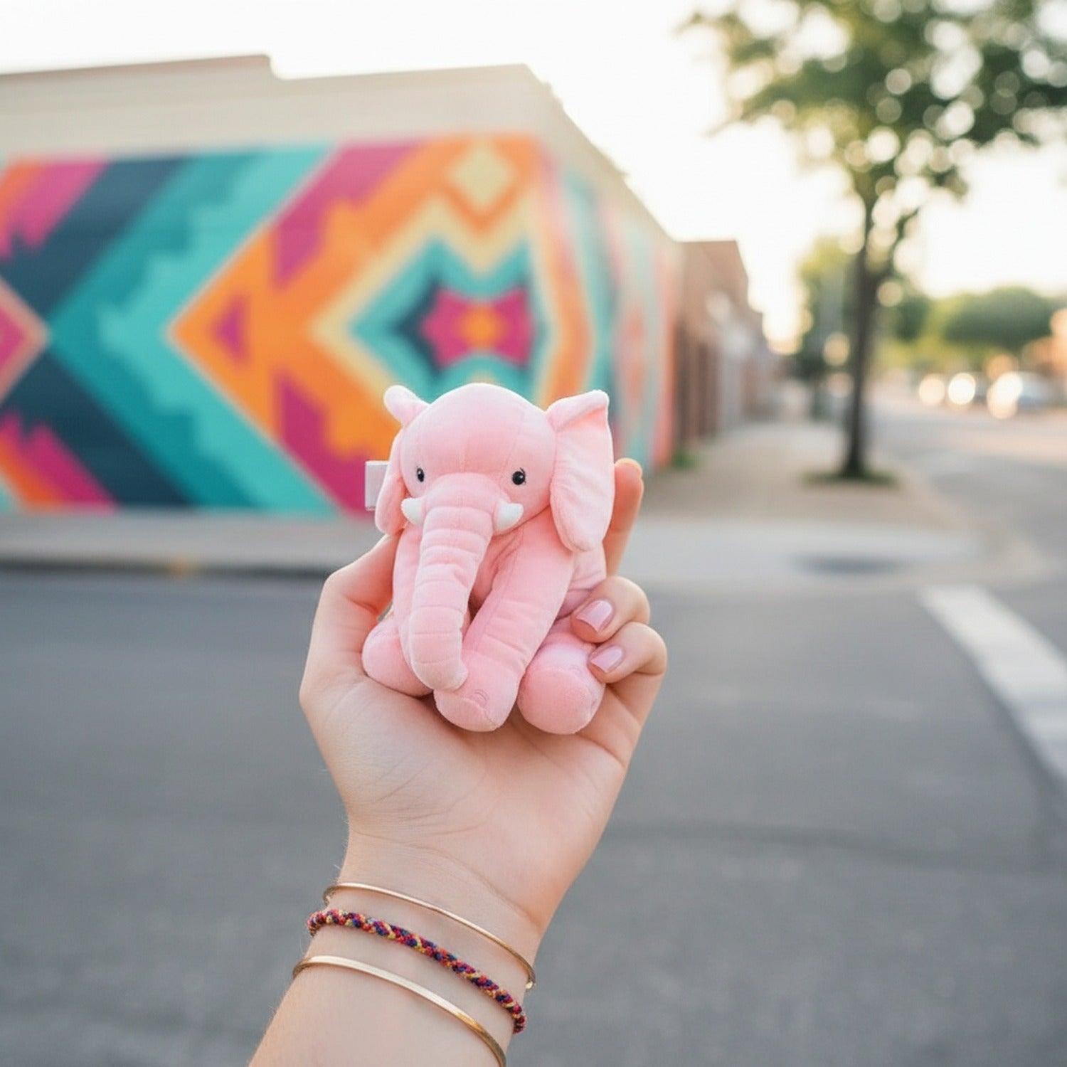 Adorable Pink Sitting Elephant Plush Pink