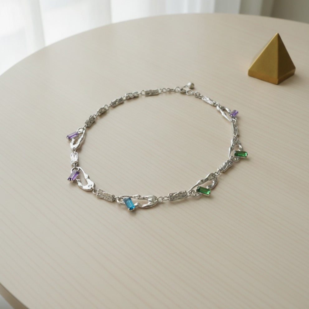 Colorful Safety Pin Chain Necklace - Multicolor