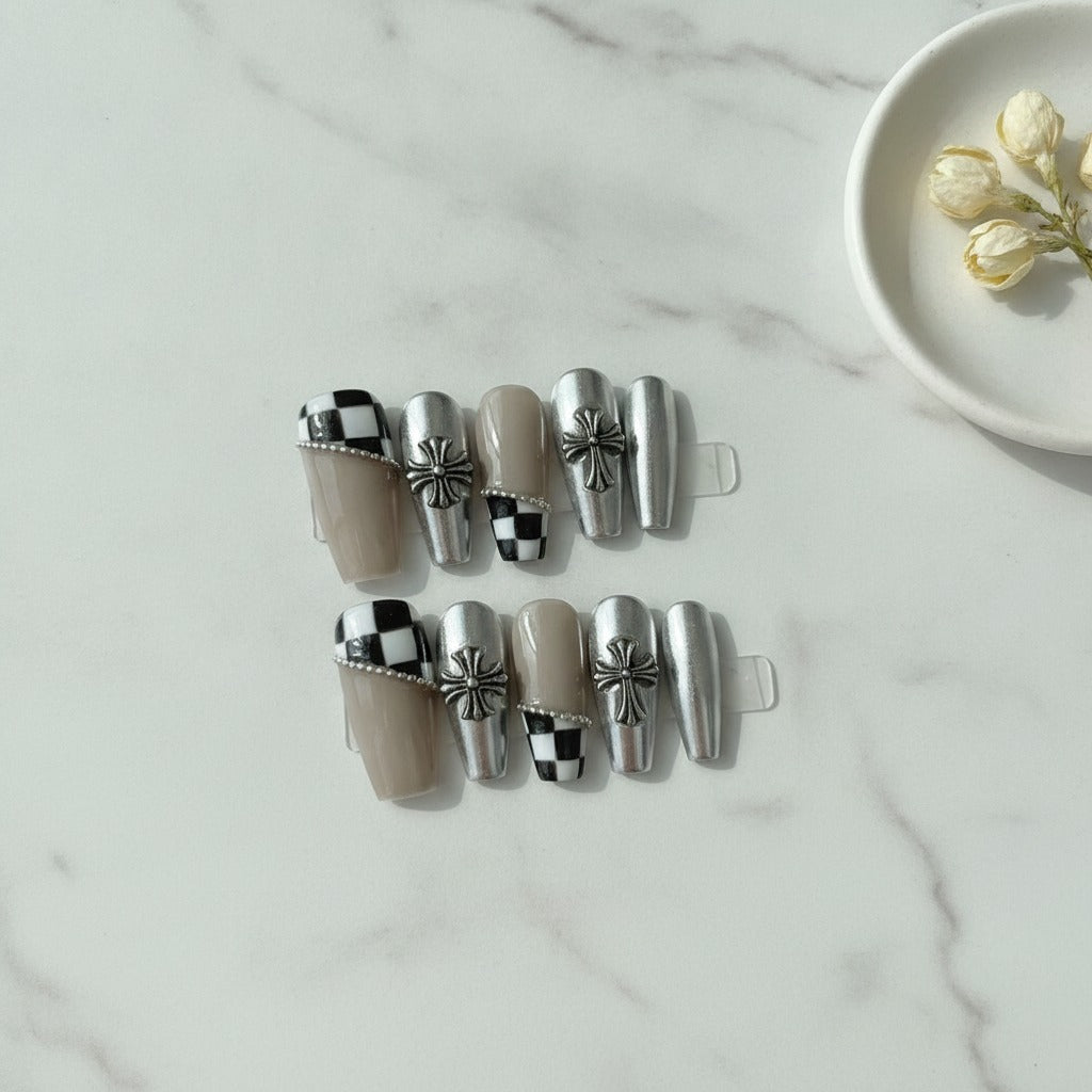 Sacred Cross Nail Art Set - Silver Cross