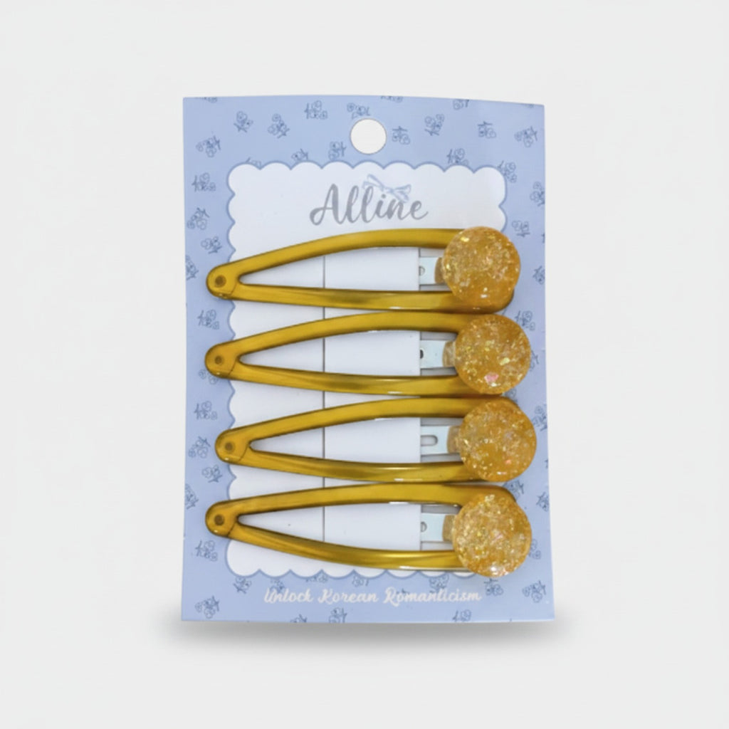 Sparkle Bead Hair Clip Set Yellow Sparkle