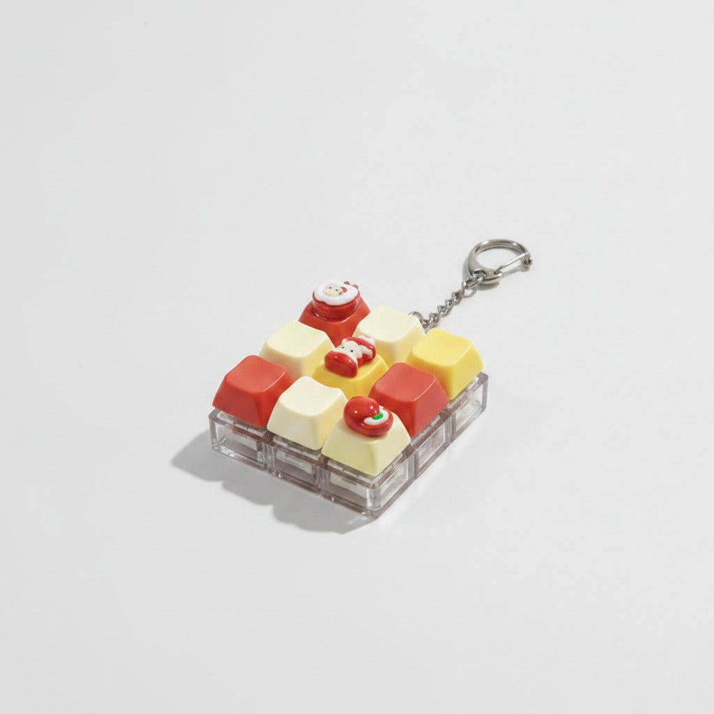 Mini Keyboard Keychain - Red & Cream
