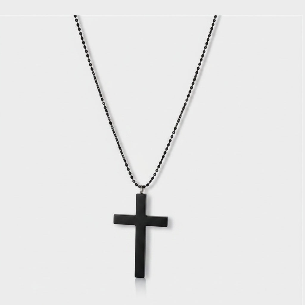 Classic Cross Pendant Necklace - Black
